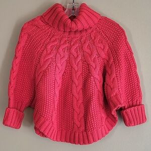 Carter's red turtleneck sweater/poncho with cable knit design